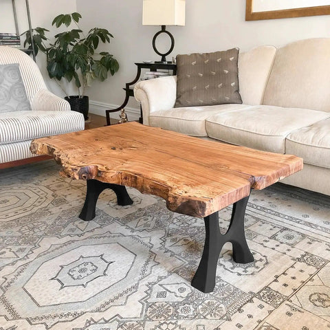 Beefy Heavy Duty Industrial Modern Coffee Table Legs 13 Inch Wide 16 Inch High Set Of Two Powder Coated Furniture Legs With Curved Natural Lines