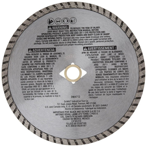 Heavy Duty 7 Inch Diamond Masonry Blade for Block and Brick Wet or Dry Cutting, Continuous Rim, Pro Grade Cutter for Concrete