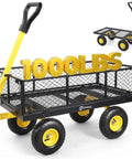 Heavy Duty Steel Garden Cart For Yard And Farm With Removable Sides That Converts To Flatbed 1000 Lb Load Capacity