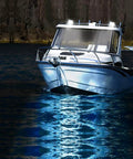 Boat illuminated by Marine LED Light Pods Four Inch White Spot Flood Combo Two Pack For Pontoon Boats Deck Dock Night Fishing