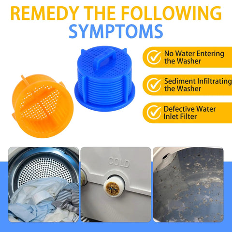 4-Pack Washer Water Filter Screen Set With Two Hot Orange And Two Cold Blue Screens Replacement Inlet Valve Filters