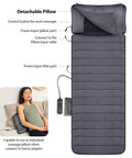 Full Body Massage Mat With Movable Neck Pillow Ten Vibrating Motors And Four Heating Pads From Neck To Feet For Deep Back And Leg Massage Perfect Home Spa Gift For Mom This Mother's Day showing detachable pillow and control
