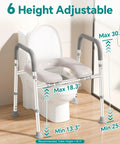 Heavy Duty Aluminum Toilet Seat Riser For Seniors With Sturdy Handle Bars And Thick Memory Padded Cushion Takes 400 Pounds No Sweat Install Quick Bathroom Swap adjustable height with measurements