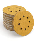 Stacked 5 Inch 8 Hole Hook And Loop Sanding Discs Assorted Grit 100 Pack With 60 80 120 150 240 Grit For Metal Wood Plastic Stone Glass
