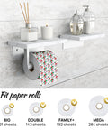 Total Game Changer, Two Shelf Wall Mounted Toilet Paper Holder With Natural Marble Top And Sleek Nickel Finish, features paper roll and decorative items