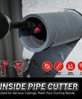 Inside Pipe Cutter For PVC Pipes With Diamond Grit Blades That Last Ten Times Longer, Two Times Faster Cuts shown cutting pipe