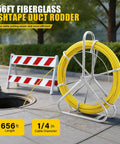 Heavy Duty Pro Grade Fiberglass Fish Tape 656 Ft Duct Rodder Wire Puller With Steel Reel Stand For Walls And Electrical Conduit Built To Last Ultra Flexible High Tensile Fiberglass Rod Easy Through Tight Bends With 13 Inch Minimum Radius, 656 ft 6mm yellow rod on reel stand