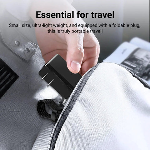 Person placing Charger For Polar Care Cube Replacement Power Cord Replacement Part 10698 6V 1A AC DC Adapter into a gray bag