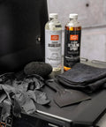 Heavy Duty Grill Cleaning Kit with Exterior Detailing Spray and Foaming Degreaser Scraper and Pad Microfiber Towels and Nitrile Gloves