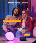 Couple using Smart Table Lamp With App And Voice Control Dimmable Desk Light RGB LED Color Changing Touch Lamp For Bedroom Nightstand