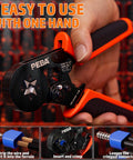 Self Adjusting Ratchet Wire Crimping Kit With 1750 Tinned Copper Ferrule Terminals shown in use, highlighting easy one-hand operation.
