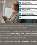 Woman receiving alerts from Ultra Long Range Water Leak Sensor With 105dB Siren And Open Air Range For Smart Home No WiFi Needed LoRa Based Detector 4.2 Ft Rope Cable Alexa And IFTTT Compatible Includes Hub 2 Plus Year Battery Life on phone