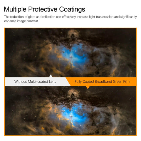 Comparison of views with and without multi-coated lens through Two Inch 15mm Ultra Wide 80 Degree Eyepiece With Fully Multi Coated Optics