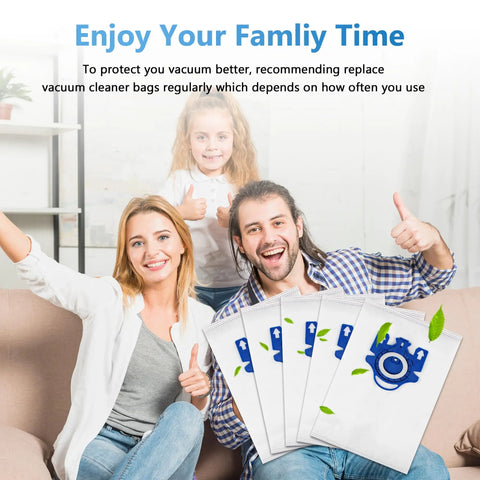 Family with 12 Pack Replacement Vacuum Bags For Miele GN Series With 3D AirClean Filters, promoting clean home environment.