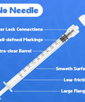 One mL Luer Lock Syringes Without Needle With Cap Pack Of 50 For Dope Precision In Labs Pet Care Crafts And Home Use Sterile Latex Free Safe Cap Seal Easy Squeeze And Clean Storage, clear barrel