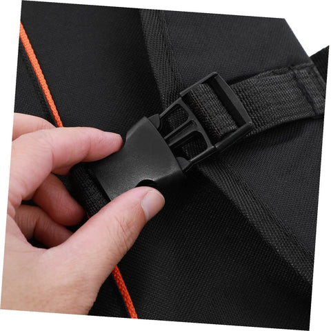Close-up of black buckle on Yo Drummer Grab This Flat Out Tough Oxford Carrier Bag for Snare And Practice Pads.