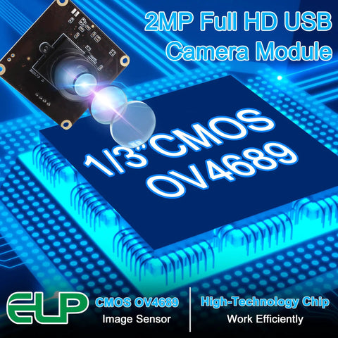 Image of the Dope 1080P USB2.0 Camera Module with 100 Degree Wide Angle No Distortion Lens, featuring the OV4689 sensor on a circuit board.