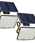 Solar Outdoor Motion Lights With 113 LEDs 7000K Cool White Flood, Dusk To Dawn Sensor, 16ft cable, two solar panels