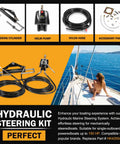 Hydraulic Outboard Steering Kit For 150HP Boats With 6.9 MPa Helm Pump, 409.7 Kgf Cylinder, 26 Ft Cuttable Nylon Hoses in use