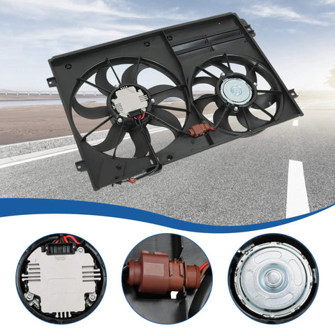 Direct Swap Radiator Cooling Fan Real Deal Fix Compatible With Vw Jetta Passat Gti Cc Golf Beetle Tt 18 Liter 19 Liter Engine OEM Replacement Cooling Blade Assembly.