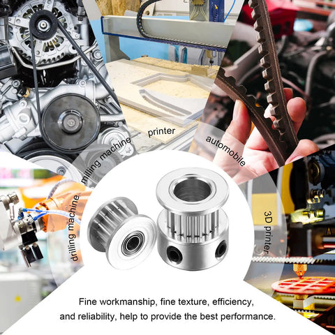 Timing Belt Pulley Kit For 3D Printers With 20 Teeth Aluminum Alloy Sync Wheels And Wrench Tool Durable Idler Sprocket Keeps Rig Snapped Tight Printing Like A Total Champ While Smooth Bearings Maintain Precision On Your Setup Without Issues Forever. 20-tooth aluminum pulley kit for 3D printers and motion systems