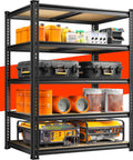 72.05 Inch Tall Heavy Duty Garage Shelving Unit Built Tough With 2300 Lb Capacity Steel Frame No Collapse Design Stable Shelves For Garage Basement Or Pantry Storage And Organization. black steel shelving unit with four shelves holding tools and containers