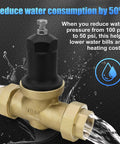 Brass pressure reducing valve with black cap, 1-1/4 in NPT dual-thread connections for drinking water pipes