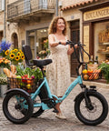 Adult Electric Tricycle With Folding Fat Tire Three Wheel E Trike 500W Motor UL2849 48V 10.4Ah Removable Battery Step Through Frame Parking Brake Differential Front And Rear Baskets Up To 15.5 MPH And 25+ Miles Per Charge, blue