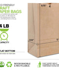 Brown Kraft Paper Lunch Bags 4 Lb Capacity 100 Count Bulk Disposable Sacks For Snacks And Sandwiches Small Blank Bags