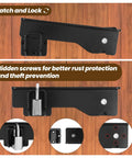Heavy Duty Flip Gate Latch Crafted From Reliable Carbon Steel For Barns And Wood Fences showing hidden screws and padlock hole.