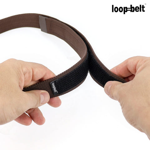 Brown No Scratch Web Belt With Rubber Coated Tips And Buckleless Design Advanced Hook And Loop Fasteners Nickel Free And Hypoallergenic 1 3 8 Inch Wide Heavyweight Webbing No Metal Parts Large 40 44 Waist