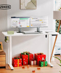 55 Inch Electric Standing Desk With Sit To Stand Height Adjustment And Memory Presets, white desktop, holiday decor