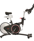 Side view of Smooth Riding Indoor Cycling Bike Featuring Forty Pound Rear Flywheel And Digital Console for quiet cardio workouts.