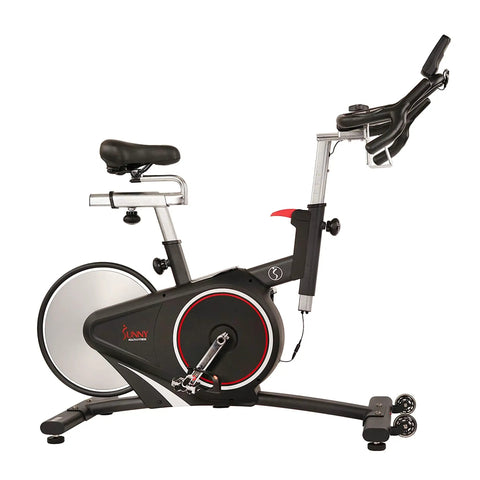 Side view of Smooth Riding Indoor Cycling Bike Featuring Forty Pound Rear Flywheel And Digital Console for quiet cardio workouts.