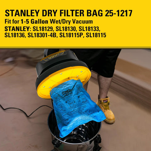 Reusable Dry Filter Bag For 1-5 Gallon Wet Dry Vacuums 3 Pack Compatible With SL18129 SL18130 SL18133 SL18136 SL18301-4B SL18115P SL18115