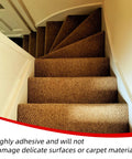 Carpeted stairs showing use of Double Sided Rug Tape Heavy Duty For Area Rugs With Ultra Strong Adhesive Removable And Residue Free