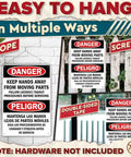 Danger Hands Off Moving Parts Aluminum Sign 8x12 Inches For Workshop Factory Industrial Workplace Machinery Equipment Durable Metal Warning Sign Heavy Duty Grade Aluminum on wall