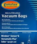 Replacement Micro Filtration Vacuum Bags Pack Of 10 For Windsor Versamatic Sensor package front view with compatibility.