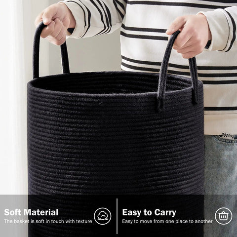 Dope Eco Friendly Tall Rope Laundry Hamper Made From Natural Cotton Rope 72L Large Laundry Basket with handles