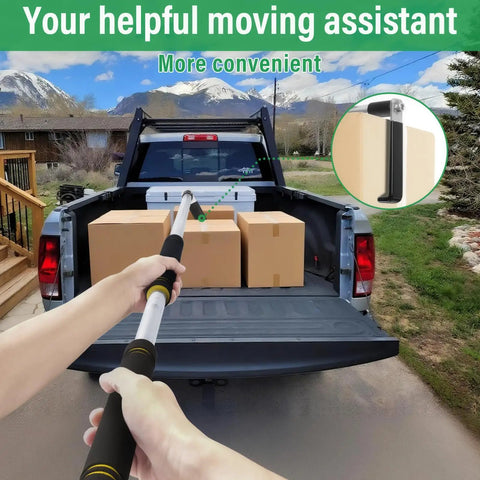 Heavy Duty Truck Bed Reach Tool Adjustable 32 To 85 Inch Stainless Steel Cargo Grabber With Dual Replacement Hooks And Cushioned Rubber Sponge Handle For Easy Grabs And Safe Lifting used in truck bed