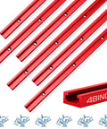 Six Piece Red Aluminum T Track Set For Woodworking With Screws Pro Grade Universal Double Cut Profile T Rail 48 Inch Long