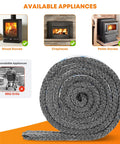 Close-up of Stanbroil stove gasket tape roll, gray fiberglass, self-adhesive, 5/8 in x 1/8 in x 72 in.