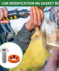 Installing Universal Car Modification M6 Gasket Bolt For License Plate Frame, M6x1.0, Aluminum Alloy, Orange, 1 Set