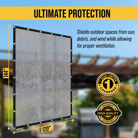 Heavy Duty Knitted Mesh Tarp 10x12ft Black Shade With Grommets Built Tough Blocks Sixty Percent Light Water Resistant Outdoor Cover