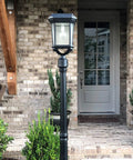Dope Solar Post Light In Black Cast Aluminum With Seeded Glass For Outdoor Use Single Lamp With 3 Inch Fitter