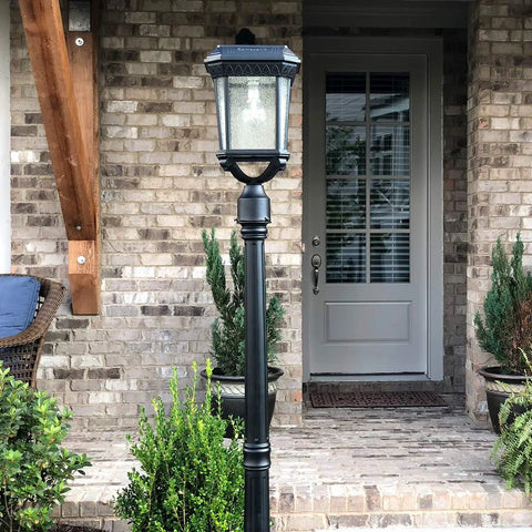 Dope Solar Post Light In Black Cast Aluminum With Seeded Glass For Outdoor Use Single Lamp With 3 Inch Fitter