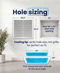 Diagram showing hole sizing for 24x24 Inch Air Return Vent Cover Decorative Aluminum Grille For Ceiling Or Wall installation.