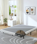 Rock Solid Heavy Duty 3 Inch Low Profile Full Size Box Spring Replacement Mattress Foundation With Built Tough Reinforced Quiet Steel Slats For Foam Or Hybrid Beds Handles 3000 Pounds in a modern bedroom setting.