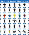 Ultimate 1405Pcs Car Push Retainer Clips Kit Universal Fit Body Clips Plastic Fasteners displayed in grid with dimensions