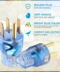 Heavy Duty 50 Amp To 20 Amp Nema 14-50P To 6-20R Power Adapter with molded blue plug and grip handle for RV and generator use.